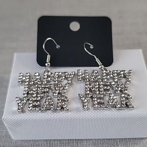 Sparkling Rhinestone Happy New Year Earrings